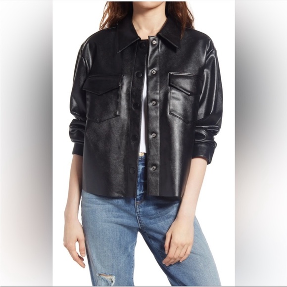 Tinsel Jackets & Coats Tinsel Faux Leather Cropped Jacket Black